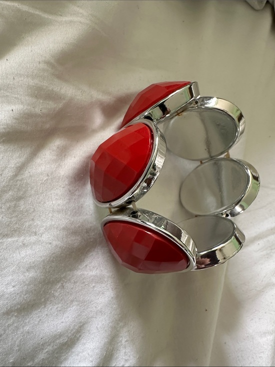 Jewelry - Red Faceted Statement Bracelet - Women's Fashion Jewelry